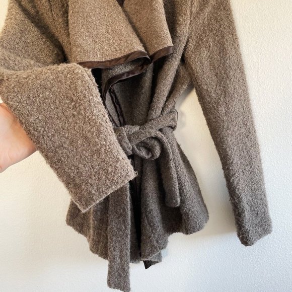 Gap Jacket Women’s Small Brown Wool Blend Wrap Sweater Removable Belt Relaxed - Picture 5 of 10